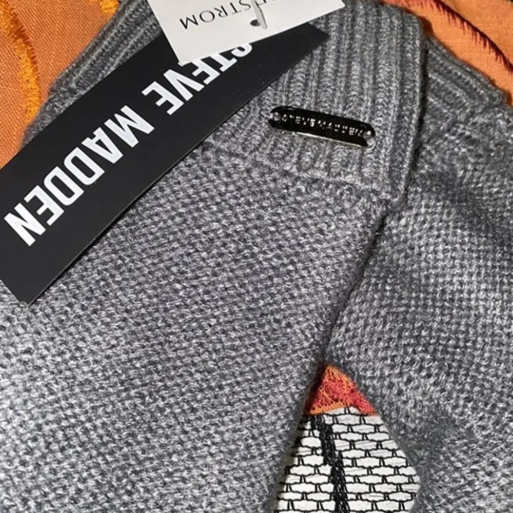 Steve Madden Gray Knit Fleece Lined Mittens One Size NWT Warm Winter Gloves Soft
